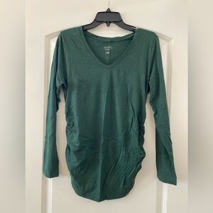 Isabel Maternity Green V-Neck Long Sleeve Top / Size M / NWT
